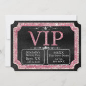 Zwarte & Roze Diamanten VIP Ticket Kaart (Voorkant)