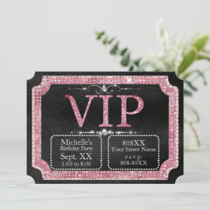 Zwarte & Roze Diamanten VIP Ticket Kaart