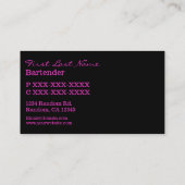 Zwarte roze drink visitekaartje (Achterkant)