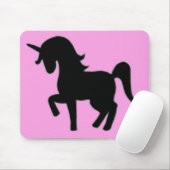 Zwarte roze eenhoornsilhouet muismat (Met muis)