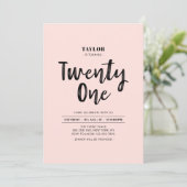 Zwarte & Roze Eenvoudige 21e verjaardag Kaart (Staand voorkant)