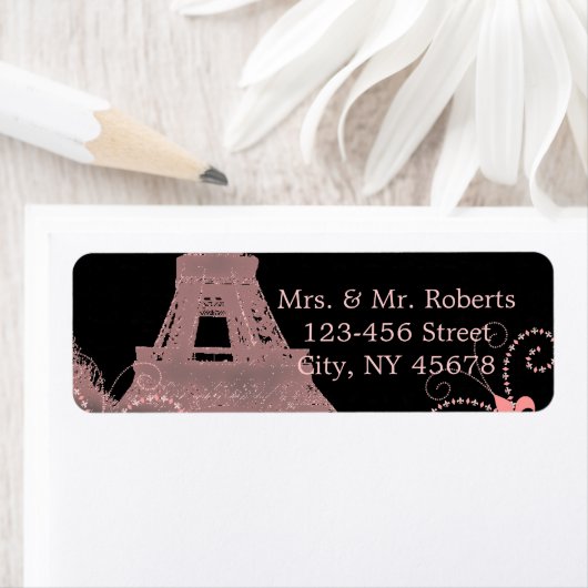 zwarte roze eiffeltoren  parijs bruiloft etiket (Insitu)