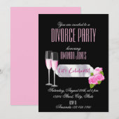 Zwarte roze elegante champagne scheidingspartij kaart (Voorkant / Achterkant)