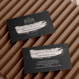 Zwarte roze elegante sojakandel visitekaartje