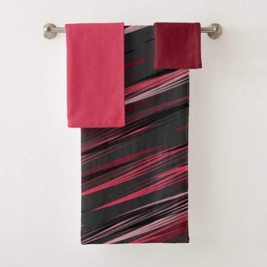 Zwarte roze en grijze strepen bad handdoek (Insitu)