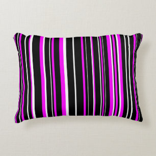 Zwarte, roze en witte barcode streep decoratief kussen