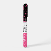 Zwarte roze en witte muzieknoten iPhone hoesje (Rechterkant)