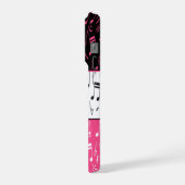 Zwarte roze en witte muzieknoten iPhone hoesje (Linkerkant)