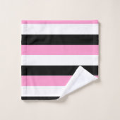Zwarte, roze en witte strepen bad handdoek (Wasdoekje)
