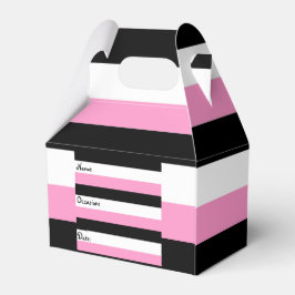 Zwarte, roze en witte strepen bedankdoosjes