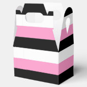 Zwarte, roze en witte strepen bedankdoosjes (Geopend)