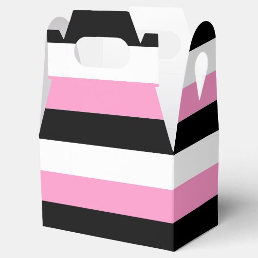 Zwarte, roze en witte strepen bedankdoosjes (Geopend)
