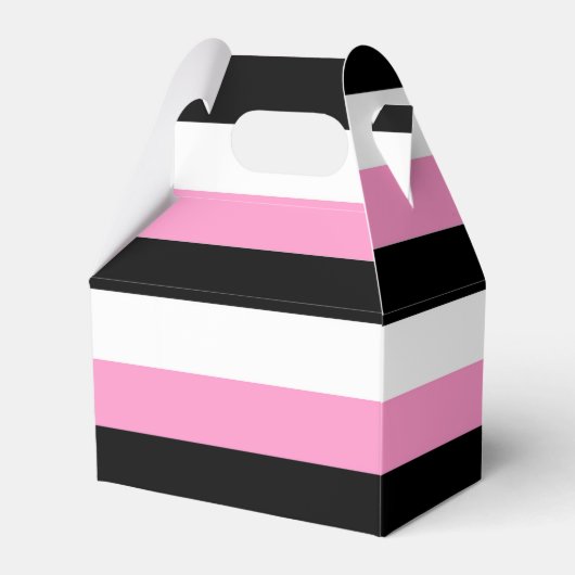 Zwarte, roze en witte strepen bedankdoosjes (Voorkant Zijde)