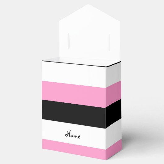 Zwarte, roze en witte strepen bedankdoosjes (Geopend)