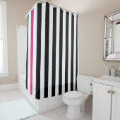 Zwarte roze en witte strepen douchegordijn (In situ)