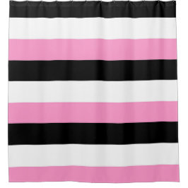 Zwarte, roze en witte strepen douchegordijn