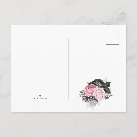 Zwarte Roze en Zilveren  Rozen sparen de Datum Aankondigingskaart (Achterkant)