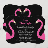Zwarte & Roze Flamingo Bachelorette Party Kaart (Voorkant / Achterkant)