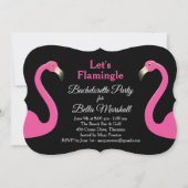 Zwarte & Roze Flamingo Bachelorette Party Kaart (Voorkant)