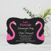 Zwarte & Roze Flamingo Bachelorette Party Kaart (Staand voorkant)