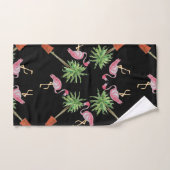 Zwarte roze flamingo Flamingos Palm Tree Bath Bad Handdoek (Handdoek)