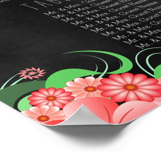 Zwarte & Roze Floral DIY 15-tabel Poster (Hoek)