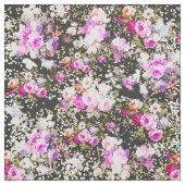  zwarte roze florale goudconfetti stof (Swatch)
