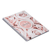  zwarte roze florale monogrammen naam notitieboek (Rechterzijde)