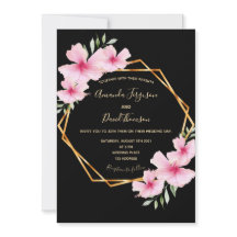 Zwarte roze floralen goud geometrische bruiloft