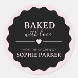 Zwarte Roze Gebakken Met Liefde Schelp Sticker