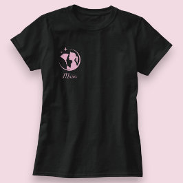 Zwarte Roze Glanzende Dienstmeid Schoonmaakhuis T- T-shirt