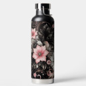 Zwarte & Roze Glitter bloemen Waterfles (Links)