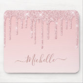 zwarte roze glitter druppelaar muismat (Voorkant)