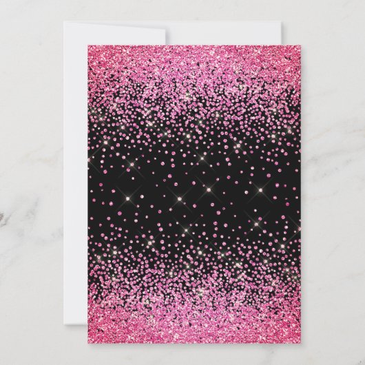 Zwarte roze glitter Glam Sweet Sixteen Birthday Kaart (Achterkant)