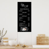 Zwarte & Roze Glitter Salon Menu Muurposter Poster (Keuken)