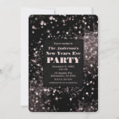 Zwarte & Roze Glitterende Lichtjes Oud en Nieuw Fe Kaart (Voorkant)