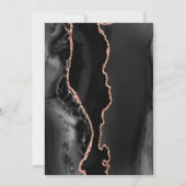 Zwarte Roze Goud Agate Donkere Trouw Uitnodiging (Achterkant)
