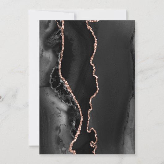 Zwarte Roze Goud Agate Donkere Trouw Uitnodiging (Achterkant)
