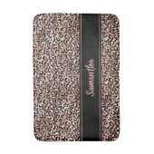 Zwarte Roze Goud Luipaardprint Persoonlijk Badmat (Voorkant Verticaal)