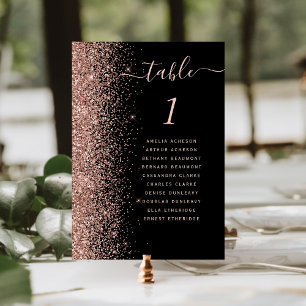 Zwarte Roze Gouden Glitter Bruiloft Kaart