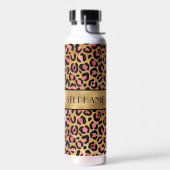 Zwarte Roze Gouden Luipaardprint Persoonlijk Waterfles (Links)