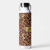 Zwarte Roze Gouden Luipaardprint Persoonlijk Waterfles (Voorkant)