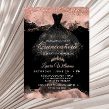 Zwarte & Roze Gouden Prinsessenjurk Quinceañera