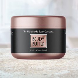 Zwarte, roze gouden, witte bodybutterpotlabel waterfles etiket