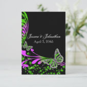 Zwarte roze groene vlinderspargel kaart (Staand voorkant)