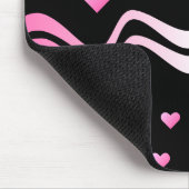Zwarte roze harten en linten muismat (Hoek)