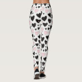 Zwarte Roze Harten Leggings (Achterkant)