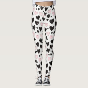 Zwarte Roze Harten Leggings