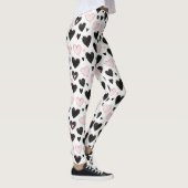 Zwarte Roze Harten Leggings (Rechts)