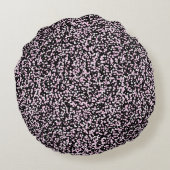 Zwarte Roze Harten Rond Kussen (Achterkant)